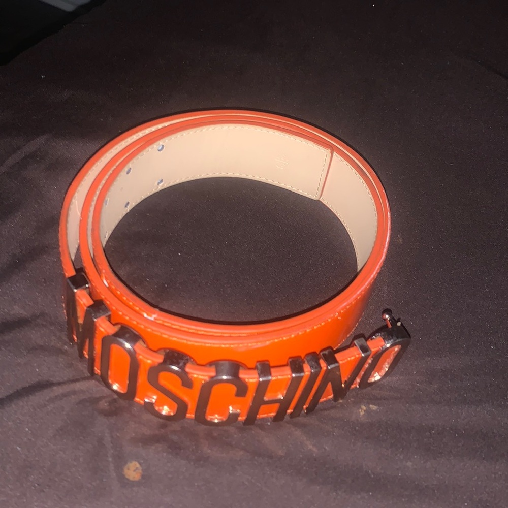 Bright orange moschino belt